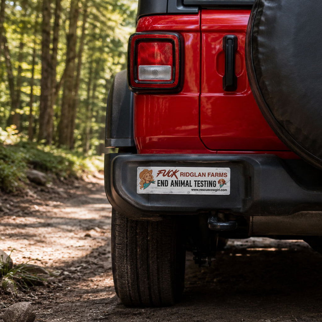 F*CK Ridglan Farms / End Animal Testing Bumper Sticker | 11.5" Matte Vinyl