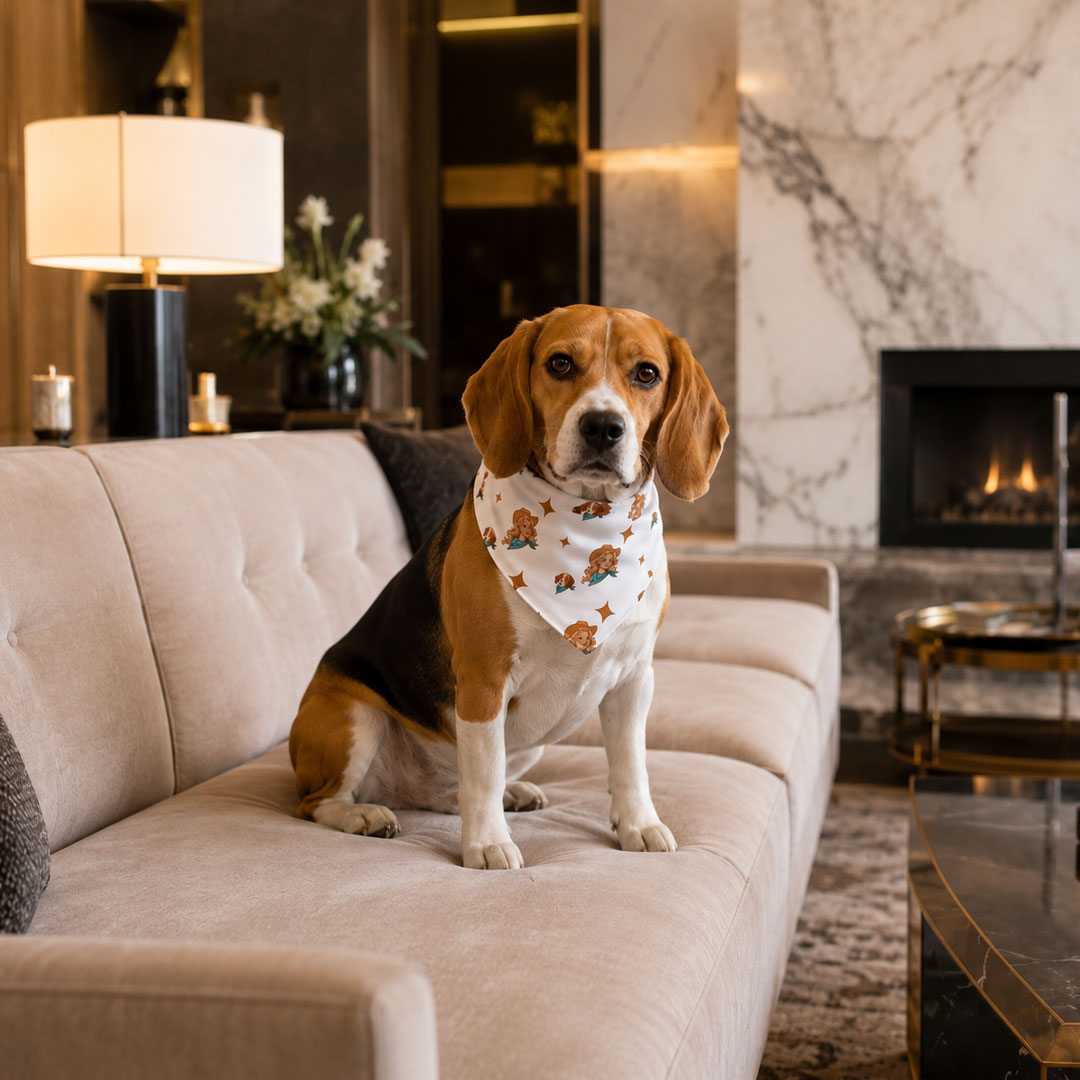Blue Beagle Pet Bandana | Soft One-Sided Print